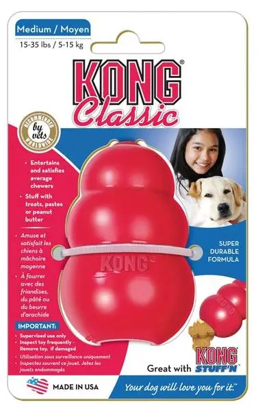 Kong Classic Medium Rød - klassisk tyggelegetøj i gummi